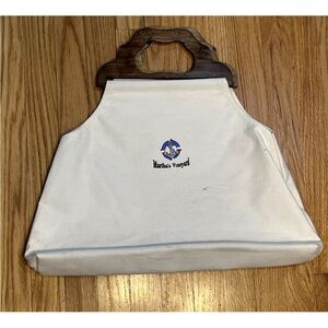 Vintage Large Martha’s Vineyard Nantucket Bag Canvas Bag Wood Handles